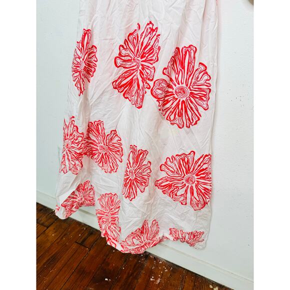 MARIE OLIVER Pink Floral 100% Cotton Ava V-Neck 3/4 Sleeve Maxi Dress Size M - Picture 11 of 16